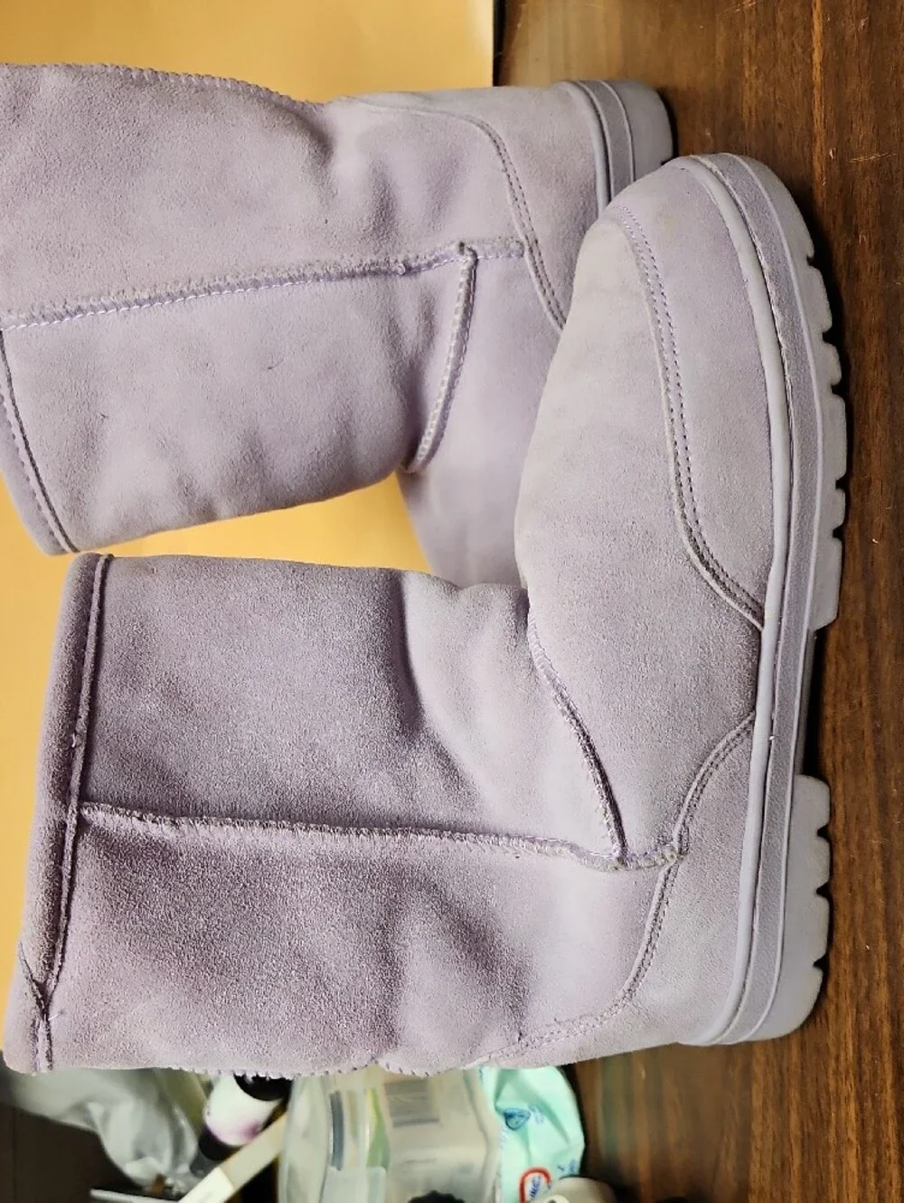 Women's Lavender Suede Winter Boots with Plush Lining